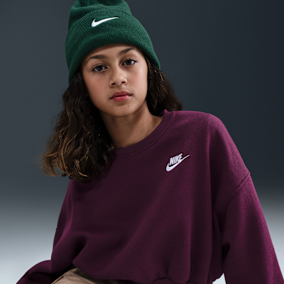 Nike Sportswear Club Fleece sweatshirt met ronde hals en recht design voor meisjes