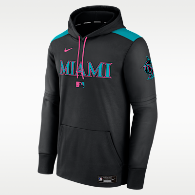 Miami Marlins Authentic Collection City Connect Men's Nike Therma MLB Pullover Hoodie