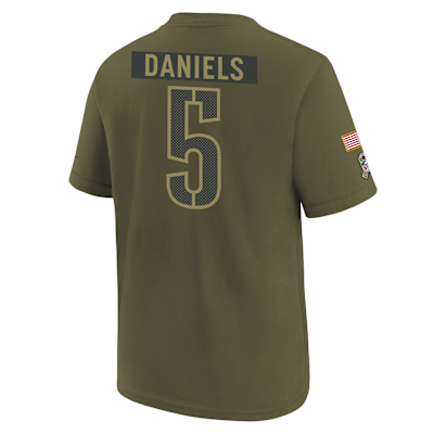 Playera Nike de la NFL para niños talla grande Jayden Daniels Washington Commanders Salute to Service