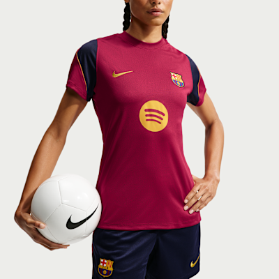 Nike FC Barcelona Strike Nike Dri-FIT Kısa Kollu Kadın Futbol Üstü