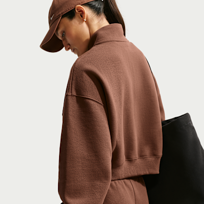 Nike Studio Fleece Orta Kalınlıkta Oversize Çeyrek Fermuarlı Crop Kadın Üstü görsel 2