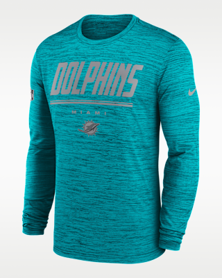 Мужская футболка Miami Dolphins Sideline Team Issue Velocity Nike Dri-FIT NFL Long-Sleeve