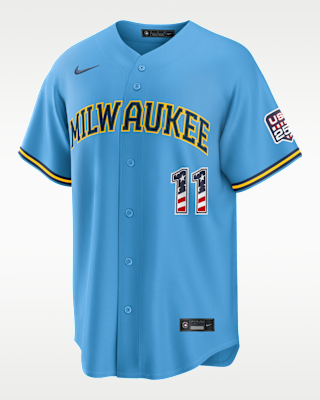 Мужские джерси Jackson Chourio Milwaukee Brewers USA 250 Nike MLB Stadium Jersey