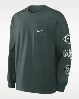 Мужская футболка Michigan State Academic Max90 Pocket Nike College Long-Sleeve