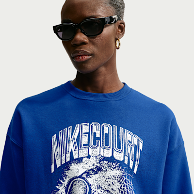 Nike Studio Fleece Orta Kalınlıkta Oversize Grafikli Kadın Crew Üst görsel 6