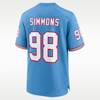 Jersey de fútbol americano Nike de la NFL Game para hombre Jeffery Simmons Tennessee Titans
