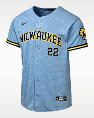 Детские джерси Christian Yelich Milwaukee Brewers Big Kids' Nike MLB Stadium Home Jersey