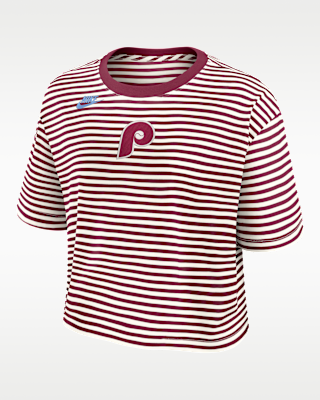 Женская футболка Philadelphia Phillies Cooperstown Logo Striped Nike MLB Cropped