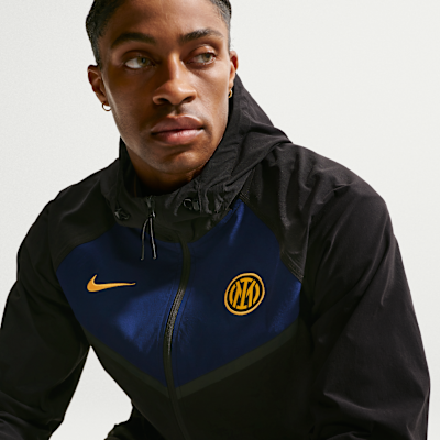 Nike Inter Milan Tech Windrunner Nike Tam Boy Fermuarlı Dokuma Erkek Futbol Ceketi görsel 3