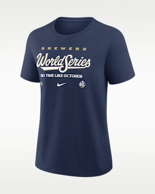 Женская футболка Milwaukee Brewers 2026 World Series Participant Authentic Collection Nike MLB