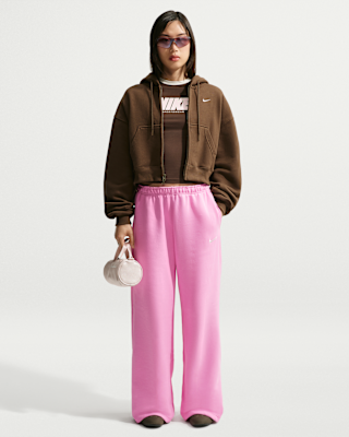 Женские Nike Studio Fleece Medium Weight Mid-Rise Wide-Leg Pants