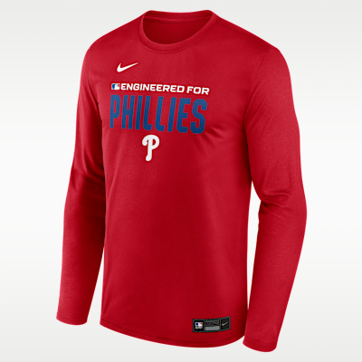 Playera de manga larga Nike Dri-FIT de la MLB para hombre Philadelphia Phillies Authentic Collection Team Issue