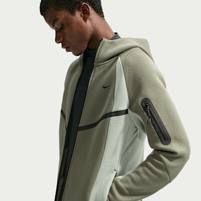 Nike Tech Renk Bloklu Tam Boy Fermuarlı Fleece Windrunner Erkek Ceketi görsel 3