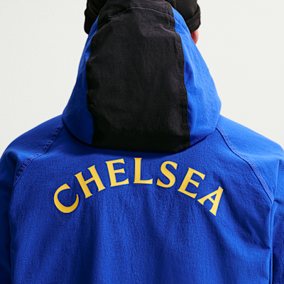 Nike Chelsea FC Tech Windrunner Nike Tam Boy Fermuarlı Dokuma Erkek Futbol Ceketi görsel 2