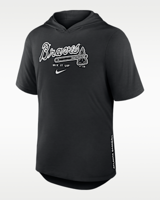 Мужская футболка Atlanta Braves Arched Wordmark Nike Dri-FIT MLB Hooded