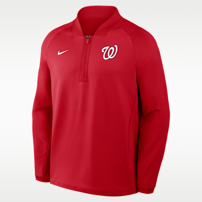Playera de manga larga Nike Dri-FIT de la MLB de medio cierre para hombre Washington Nationals Authentic Collection