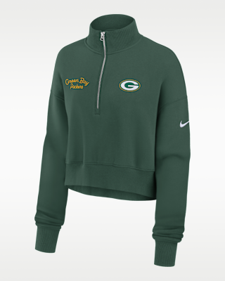 Женские  Green Bay Packers Phoenix Nike NFL Cropped 1/4-Zip Crew