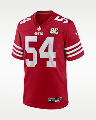 Мужские джерси Fred Warner San Francisco 49ers 80th Anniversary Nike NFL Game Jersey