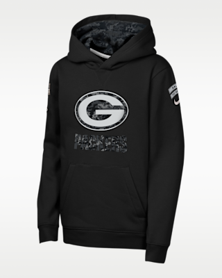Детское худи Green Bay Packers Salute to Service Sideline Club Big Kids' Nike NFL Pullover Hoodie
