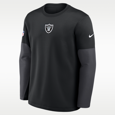 Playera de manga larga Nike Therma-FIT de la NFL para hombre Las Vegas Raiders Scripted To Win Sideline Coach