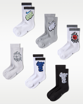 Unisex носки Nike Everyday Cushioned Big Kids' Crew Socks (6 Pairs)