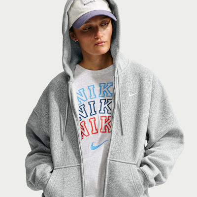 Nike Studio Kalın Fleece Oversize Tam Boy Fermuarlı Kadın Kapüşonlu Üstü görsel 3
