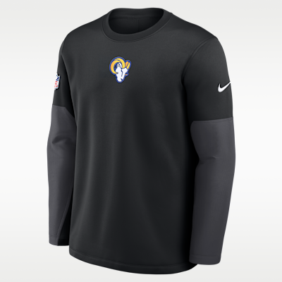 Playera de manga larga Nike Therma-FIT de la NFL para hombre Los Angeles Rams Scripted To Win Sideline Coach