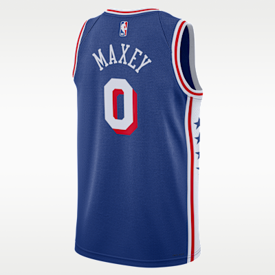 Jersey Nike Dri-FIT de la NBA Swingman para hombre Tyrese Maxey Philadelphia 76ers Icon Edition