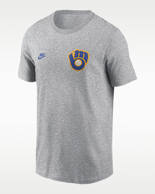Мужская футболка Milwaukee Brewers Cooperstown 2-Hit Large Logo Nike MLB