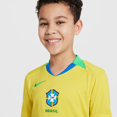 Jersey de fútbol Nike Dri-FIT Replica de Brasil (selección femenina) local 2025 Stadium para niños talla grande