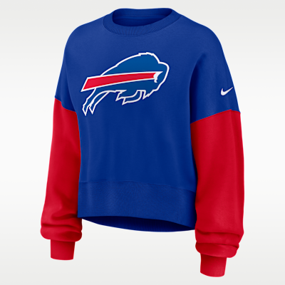 Sudadera de cuello redondo sin cierre Nike de la NFL para mujer Buffalo Bills