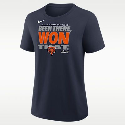 Playera Nike de la NFL para mujer Chicago Bears 2025 NFC North Champions Trophy