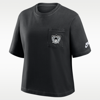 Playera Nike de la NFL para mujer Las Vegas Raiders Rewind Pocket Boxy