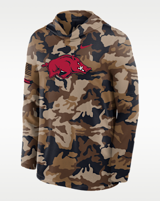 Мужские  Arkansas 2026 Military Appreciation Nike Dri-FIT College Long-Sleeve Hooded Top