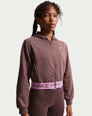 Детское худи Nike Pro Fleece Big Kids' (Girls') Dri-FIT Full-Zip Hoodie