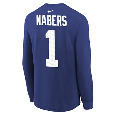 Playera de manga larga de la NFL para niños talla grande de Malik Nabers de los New York Giants