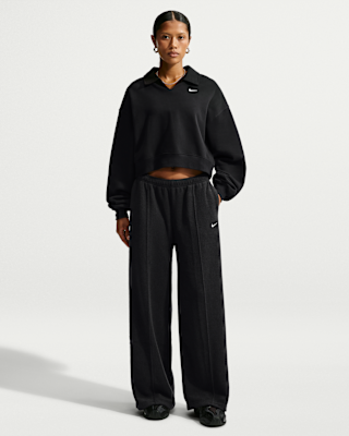 Женские Nike Studio Fleece Medium-Weight Plush Mid-Rise Wide-Leg Pants