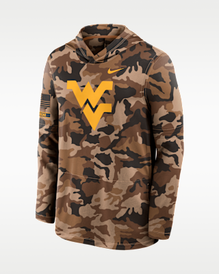 Мужские  West Virginia Military Appreciation Nike Dri-FIT College Long-Sleeve Hooded Top