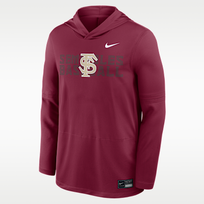 Playera de manga larga universitaria Nike Dri-FIT con gorro para hombre Florida State Dugout