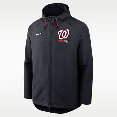 Chamarra Nike Therma-FIT de la MLB con gorro y cierre completo para hombre Washington Nationals Authentic Collection