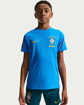Детские шорты Brazil Strike Big Kids' Nike Soccer Dri-FIT Short-Sleeve Top