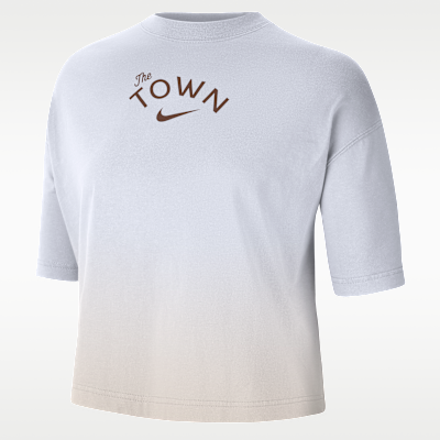 Playera de corte cuadrado Nike NBA para mujer Golden State Warriors Courtside City Edition Premium