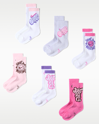 Детские носки Nike Kids' Dri-FIT "Have a Nike Day" Graphic Crew Socks (6 Pairs)