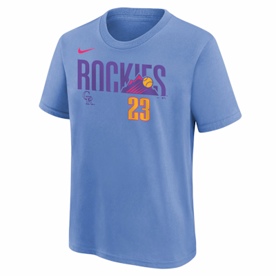 Playera Nike de la MLB para niños talla grande Colorado Rockies Kris Bryant City Connect