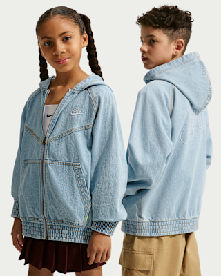 Детская куртка Nike Sportswear Collection Big Kids' Full-Zip Hooded Denim