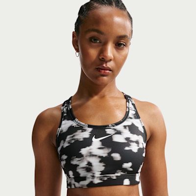 Спортивное бра Swoosh, уплотнённая чашка, средняя поддержка — Nike