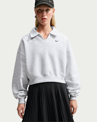 Женские  Nike Studio Fleece Medium Weight Oversized Cropped Polo