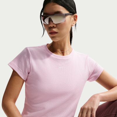 Playera de manga corta de tela de canalé ajustada para mujer Nike Sportswear