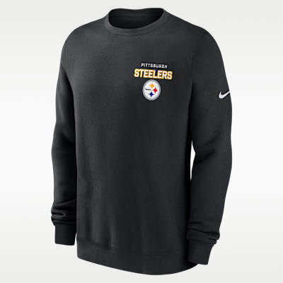 Sudadera de cuello redondo sin cierre Nike de la NFL para hombre Pittsburgh Steelers Draw Block Club