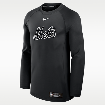 Playera de manga larga Nike Dri-FIT de la MLB para hombre New York Mets Authentic Collection Game Time